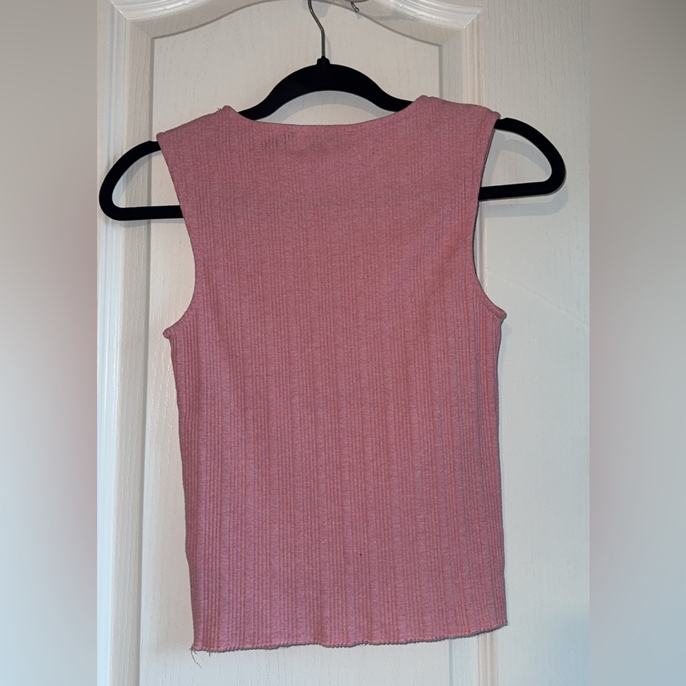 Pink Sleeveless Ribbed Top - Picture 2 of 3